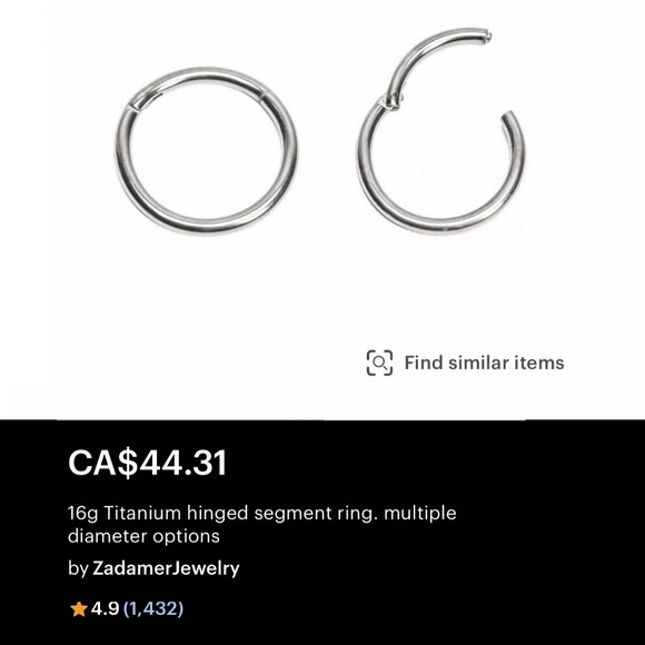 NEW 16g Titanium septum clicker ring (8mm) - Picture 2 of 4